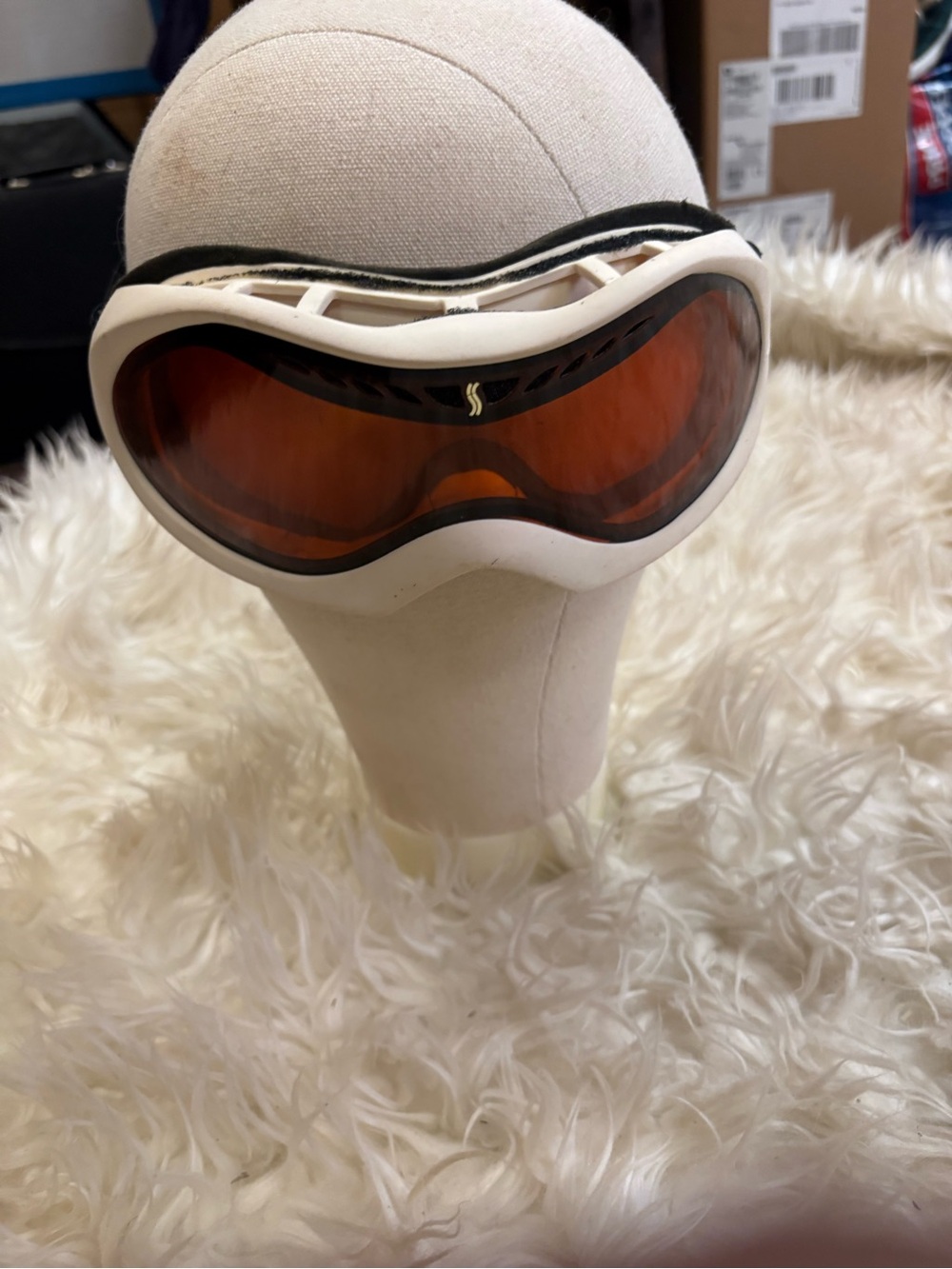 Ski/Snowboard Goggles - White Frame with Orange Lens
